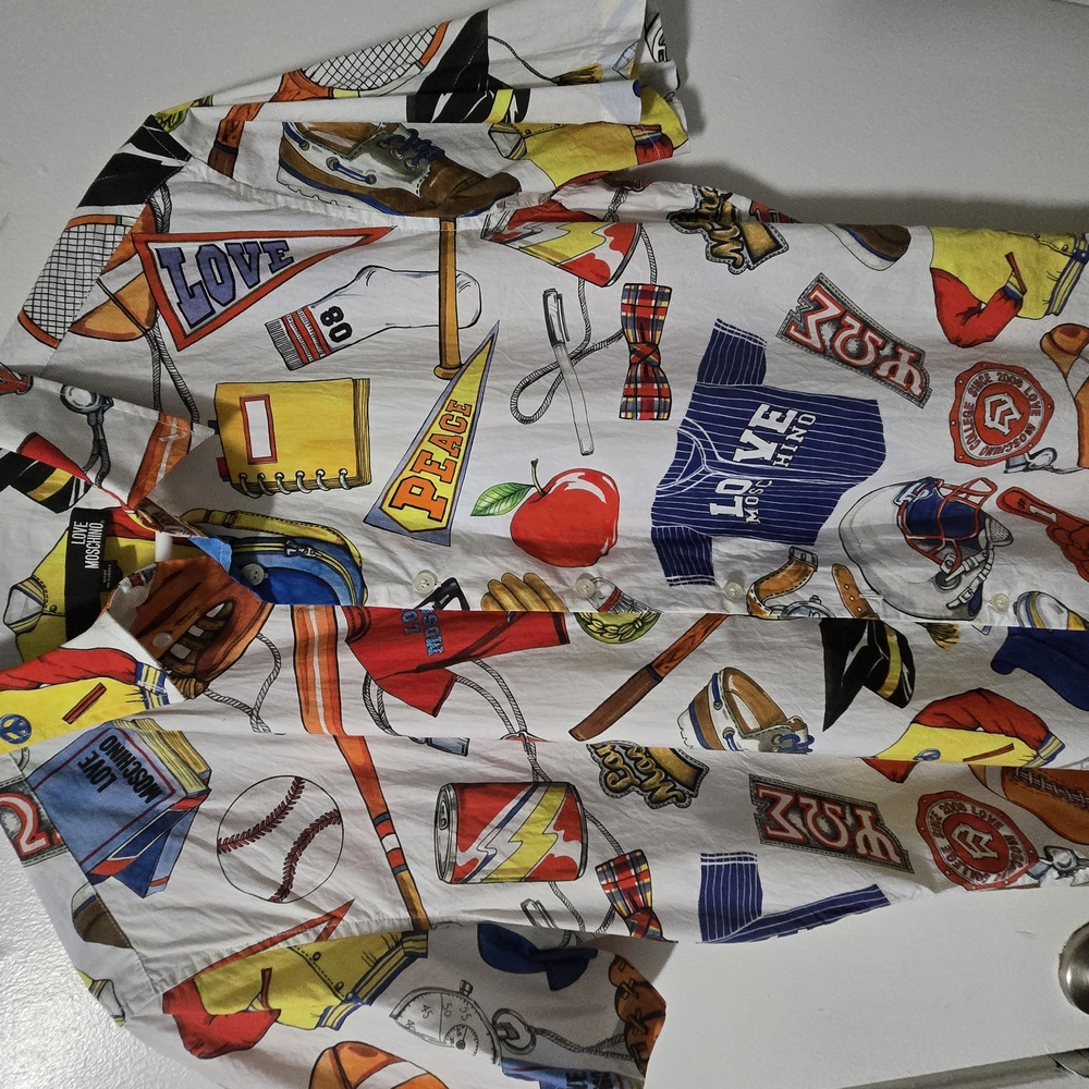 Love Moschino Colorful Graphic Button-Up Shirt